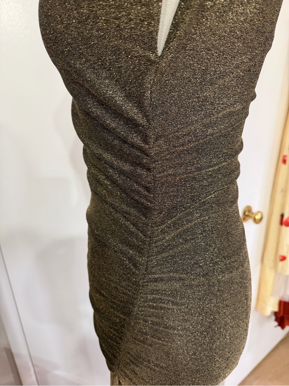 Petal & Pup Metallic gold Midi Dress with High Side Slit - Picture 7 of 9